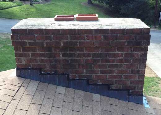 Brick Chimney with double flues before custom chimney cap installation