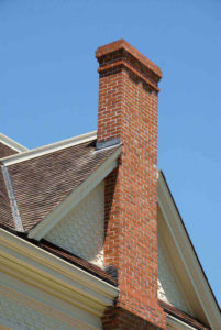 a long masonry chimney