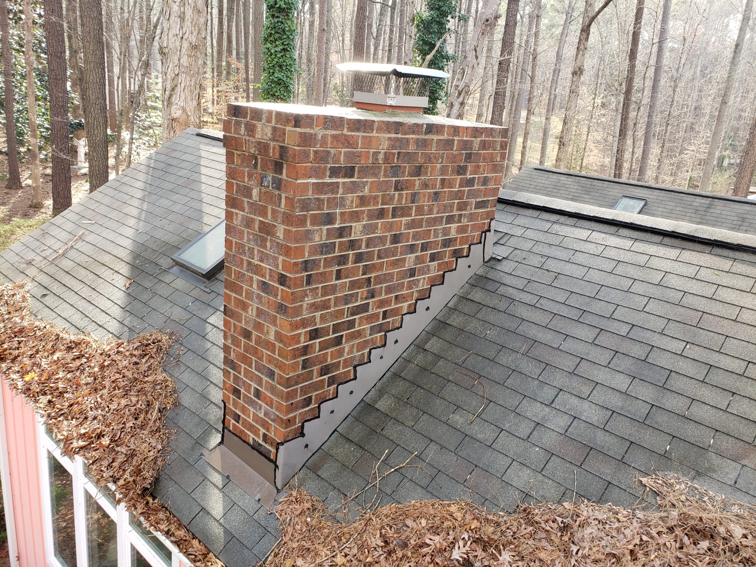 Brick Chimney with clean and free of mold after power washing