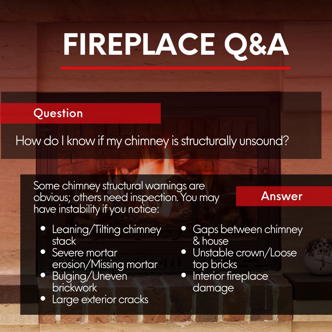 original infographic detailing signs of a structurally unsound chimney